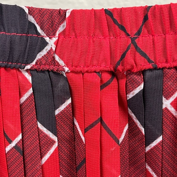 Women’s Plus Size Red Maxi Skirt Checkered Plaid Christmas Print Vintage Pleated - Picture 10 of 17